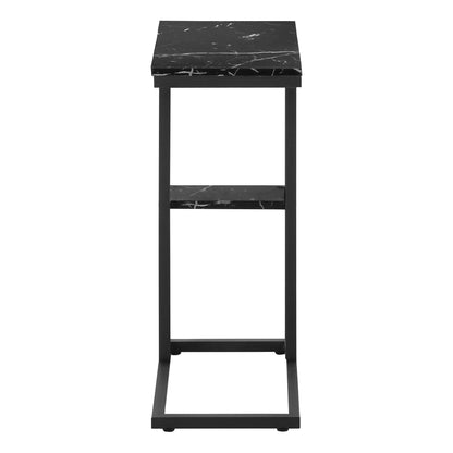 C Shaped Accent Table Marble Look and Modern