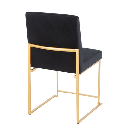 High-back dining chair set with black upholstered seat and gold metal frame HouseOfZazla on Tampa Home & Garden Store