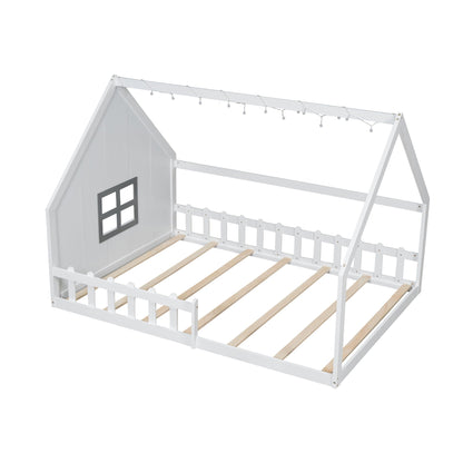 House Bed With Window And Fence white wood platform bed frame by HouseOfZazla on Tampa Home & Garden Store