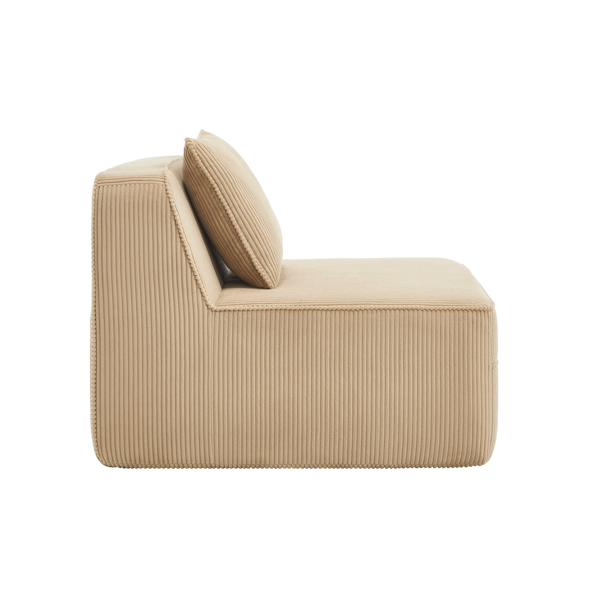 Armless sofa with pillow in camel corduroy upholstery by HouseOfZazla on Tampa Home & Garden Store