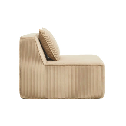 Armless sofa with pillow in camel corduroy upholstery by HouseOfZazla on Tampa Home & Garden Store