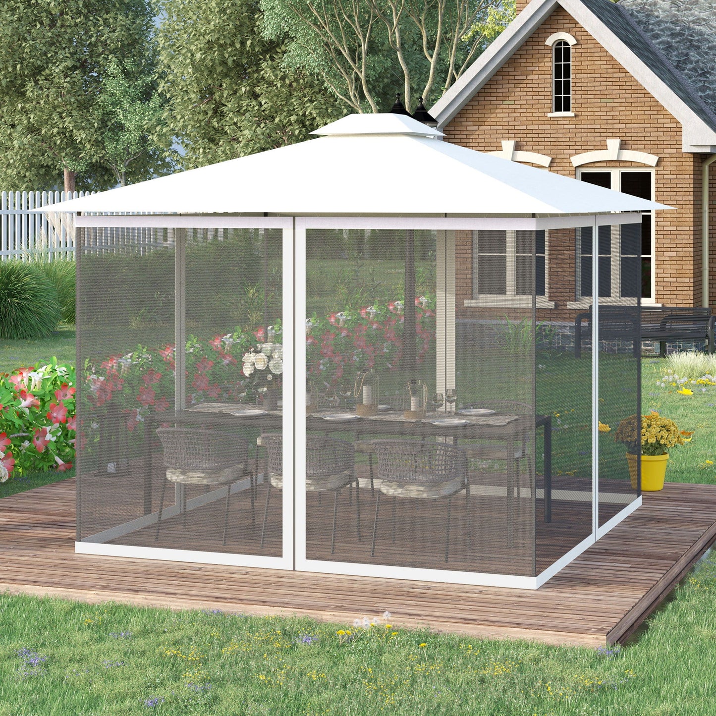 Replacement Mesh Sidewall For Gazebo 10x13 White