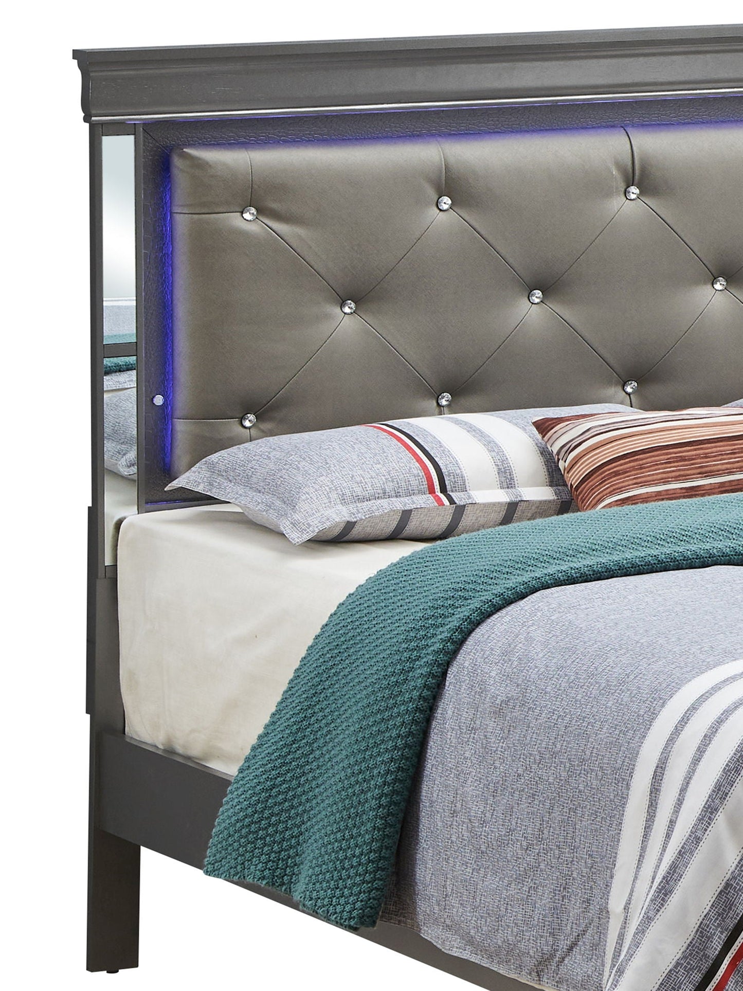 Verona Full Bed With Led And Metallic Black