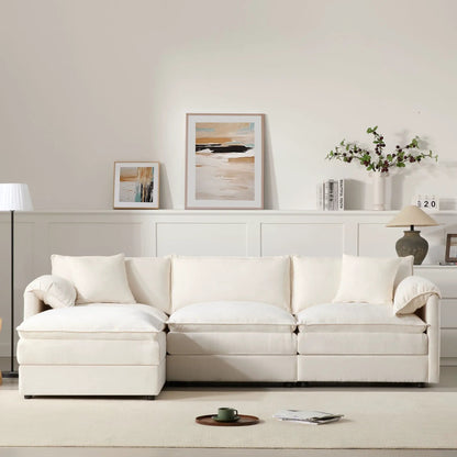 Cream modular sectional sofa with deep seats and movable ottoman by Unique Piece Furniture on Tampa Home & Garden Store