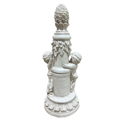 Climbing Children Garden Statue by HouseOfZazla, weathered stone, two kids on a pedestal on Tampa Home & Garden Store