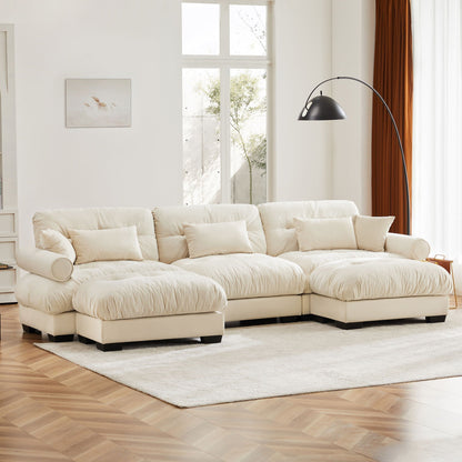 Plush Oversized Sectional Sofa and Ottoman