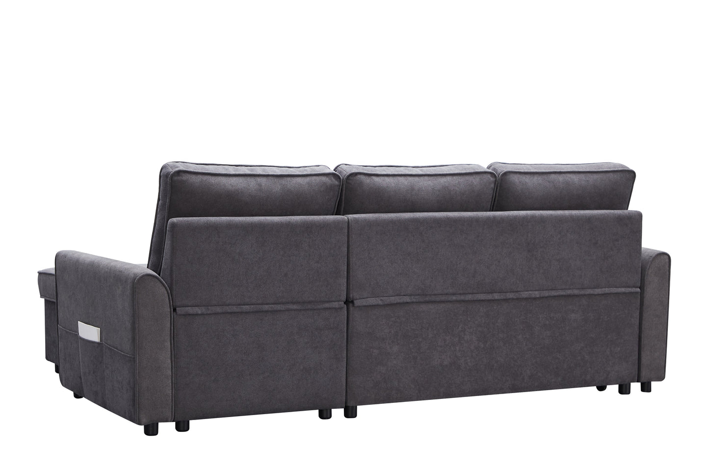 Modern modular L-shaped sofa bed with chaise in dark grey linen by HouseOfZazla on Tampa Home & Garden Store