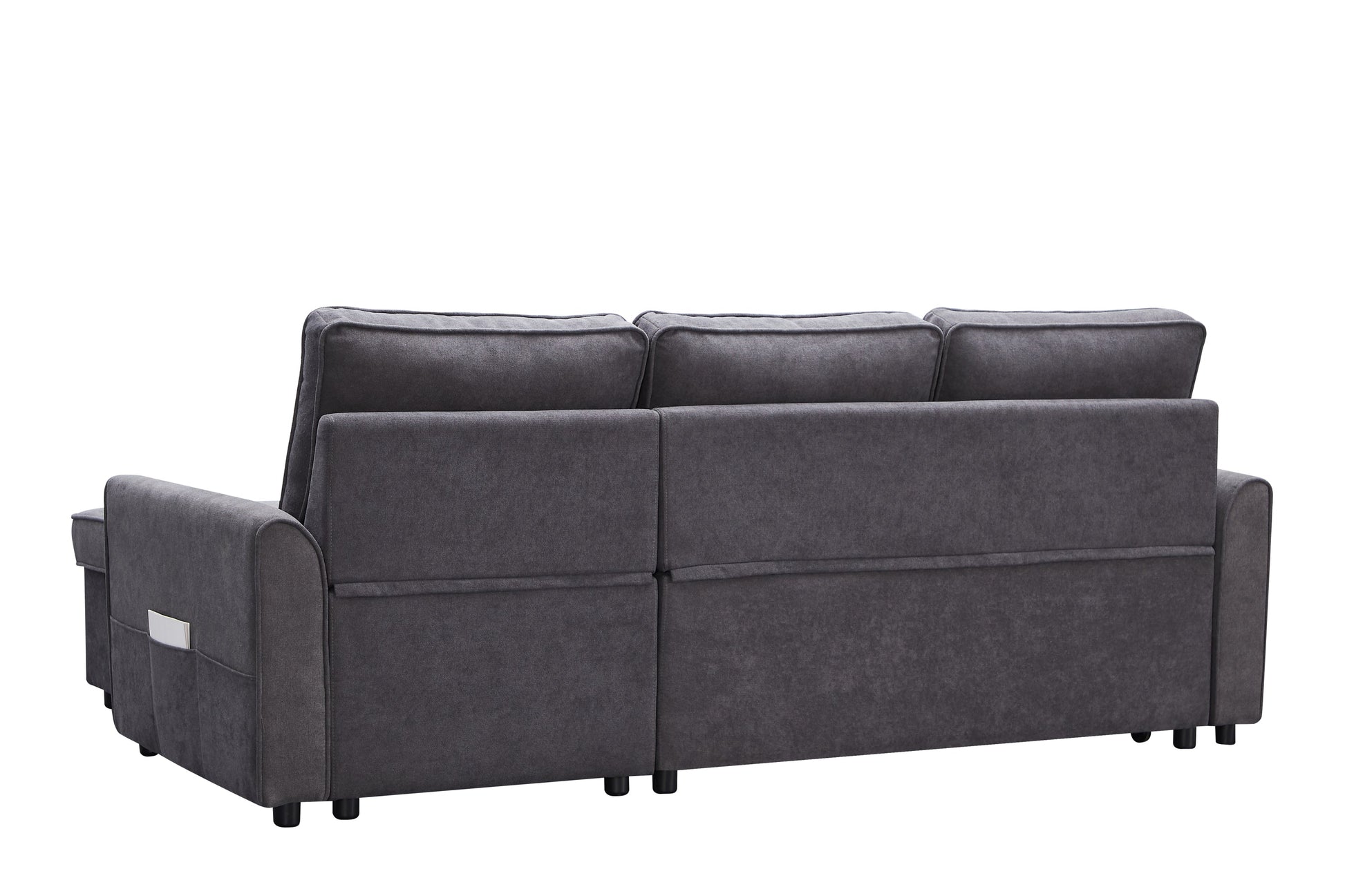 Modern modular L-shaped sofa bed with chaise in dark grey linen by HouseOfZazla on Tampa Home & Garden Store