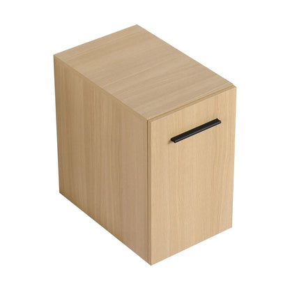 Floating bathroom vanity base cabinet single door wall-mounted light oak with black bar handle on Tampa Home & Garden Store