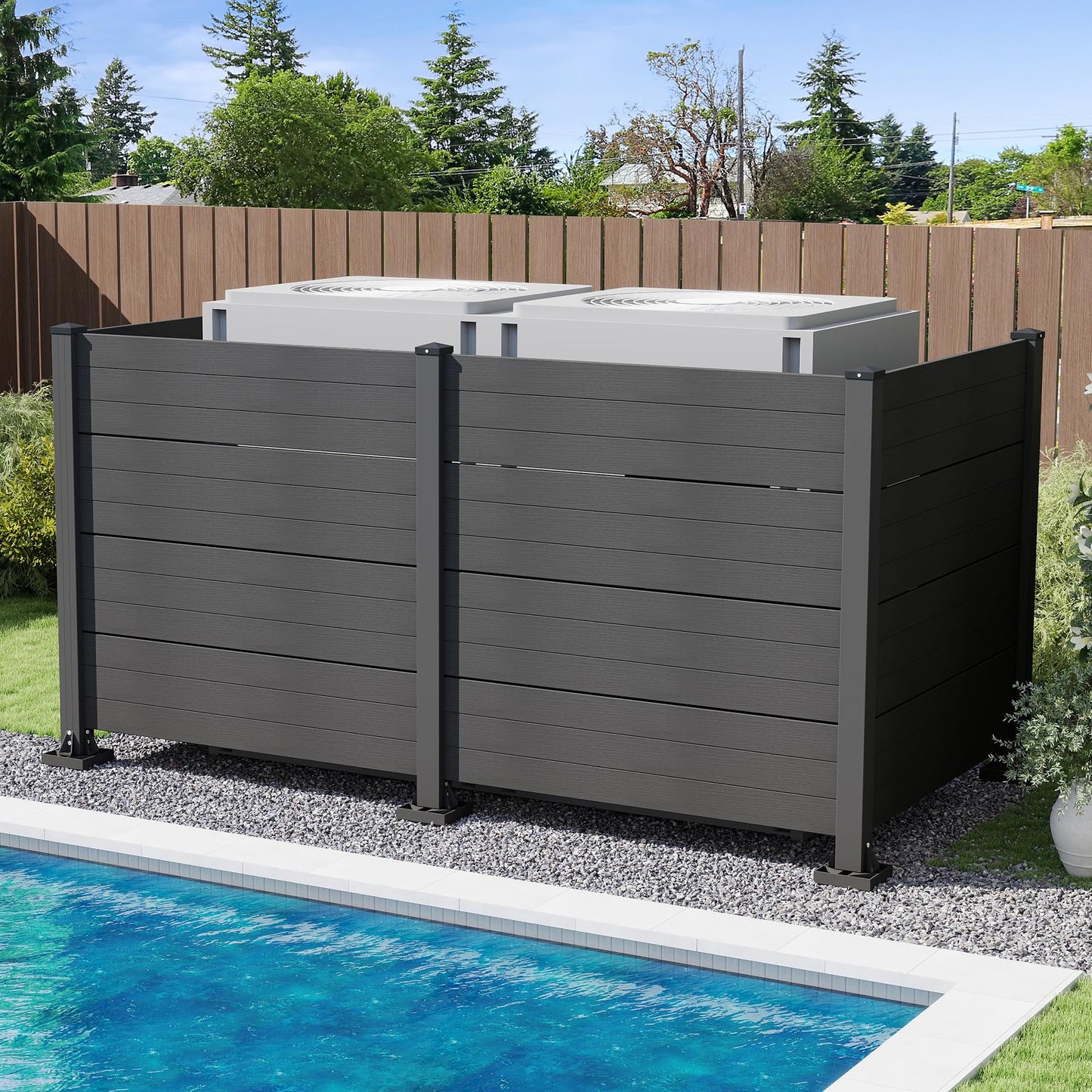 Dark Vinyl Outdoor Privacy Screen and Four Panels