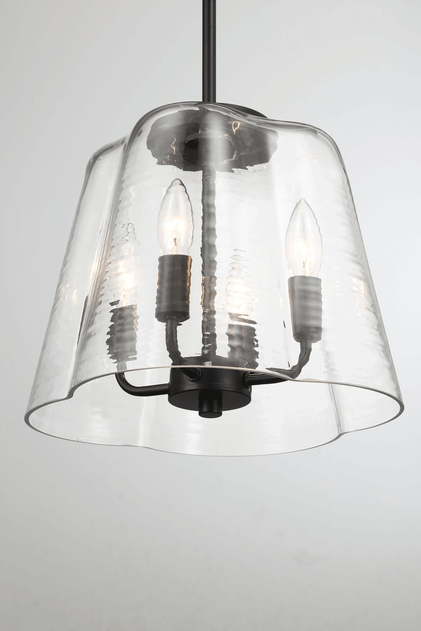 Soiree 4 Candle Lights Pendant by HouseOfZazla, clear glass shade with four bulbs on Tampa Home & Garden Store