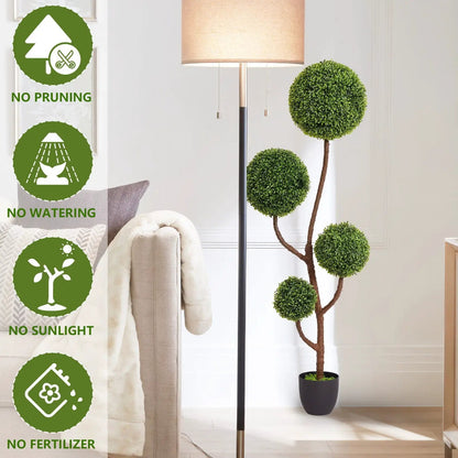 Artificial boxwood topiary tree triple-ball, 150 cm, green foliage in pot on Tampa Home & Garden Store