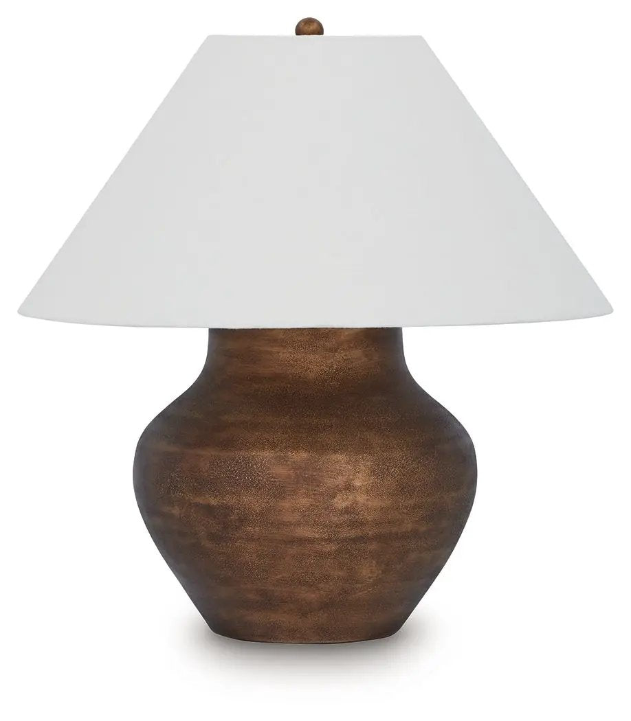 Whitham metal table lamp antique copper finish white shade on Tampa Home & Garden Store