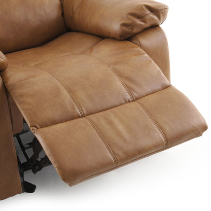 Charlotte glider recliner chair in warm brown leather with stitched cushions HouseOfZazla on Tampa Home & Garden Store