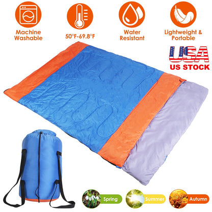 GemGear 3-person sleeping bag, blue with orange trim, water resistant 3-season camping bag on Tampa Home & Garden Store