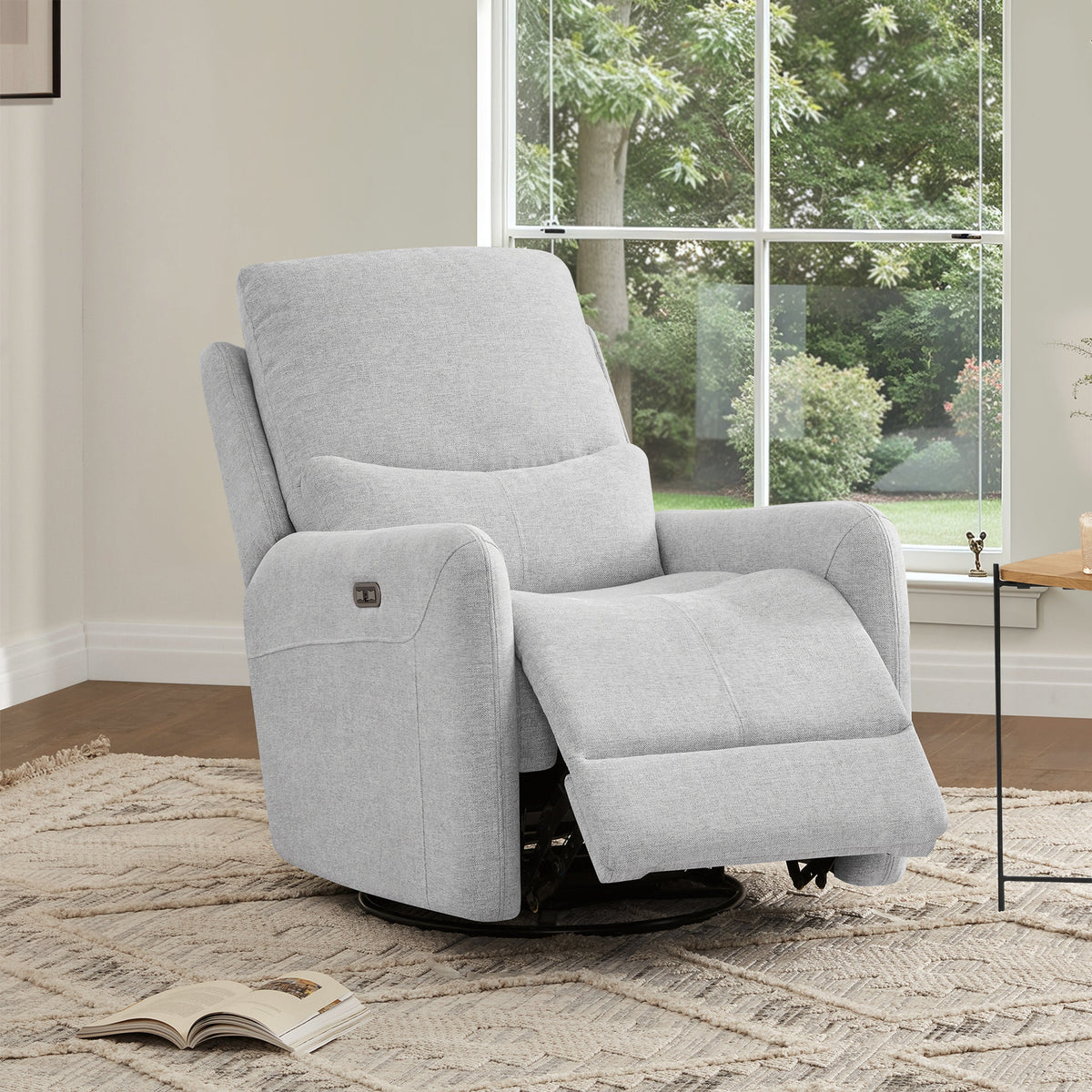 Dublin 30in Swivel Power Recliner Arm Chair Heathered grey fabric by HouseOfZazla on Tampa Home & Garden Store