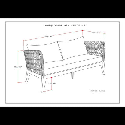 Santiago outdoor sofa slate gray by Unique Piece Furniture, technical drawing on Tampa Home & Garden Store
