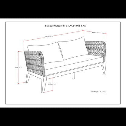 Santiago Outdoor Sofa and Slate Gray Cushion