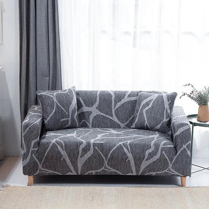 Sofa slipcover elastic all-inclusive full cover in gray with white branch pattern on Tampa Home & Garden Store