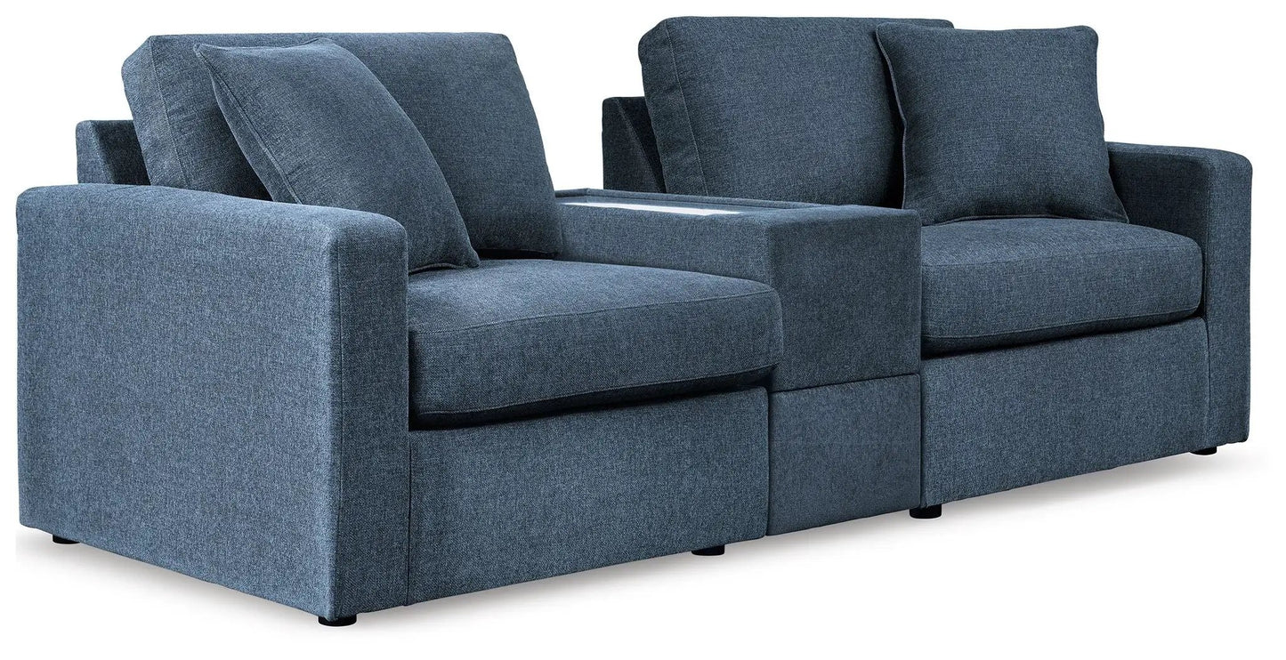 Modmax Sectional Ink blue fabric with two-seat configuration and plush back cushions on Tampa Home & Garden Store