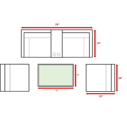 2 Piece Outdoor Rattan Sectional with Cushions by Unique Piece Furniture diagram on Tampa Home & Garden Store
