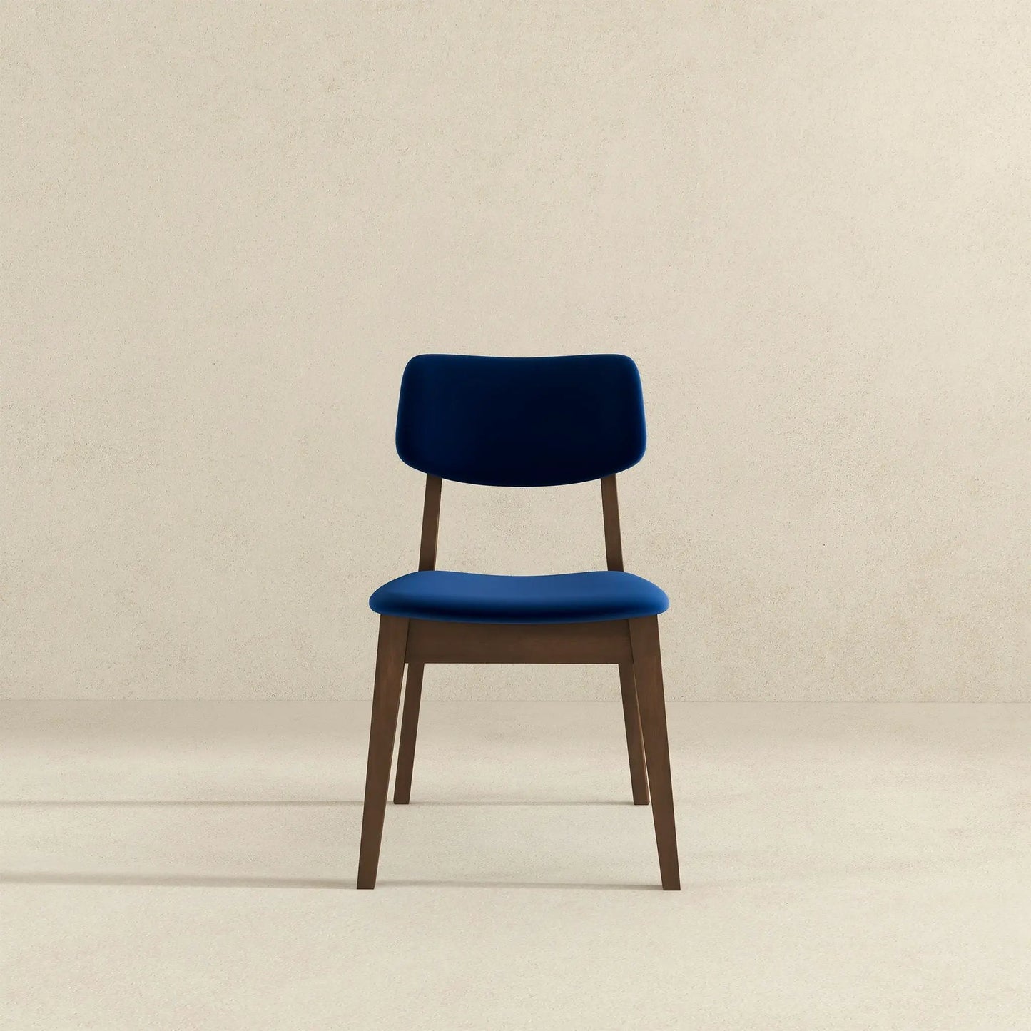 Carlos solid back side chair set of 2 blue seat with wooden legs on Tampa Home & Garden Store