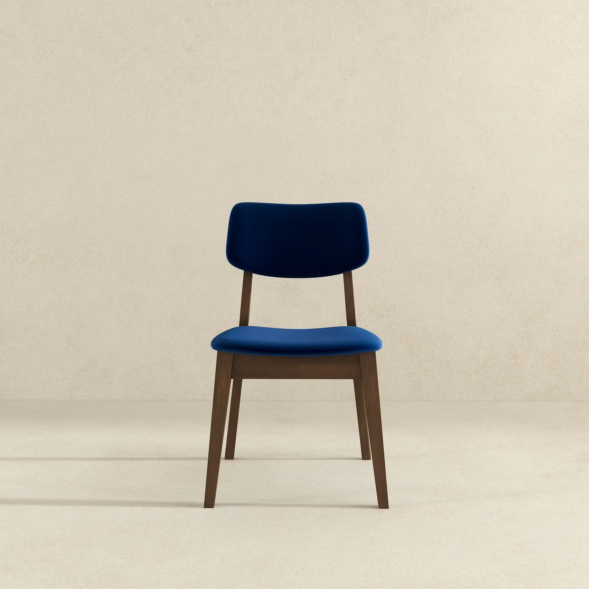 Carlos solid back side chair set of 2 blue seat with wooden legs on Tampa Home & Garden Store