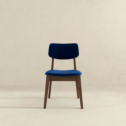 Carlos solid back side chair set of 2 blue seat with wooden legs on Tampa Home & Garden Store