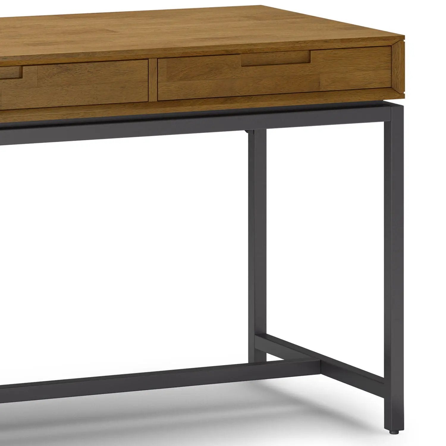 Banting mid century wide desk handcrafted by Unique Piece Furniture with oak top and metal frame on Tampa Home & Garden Store