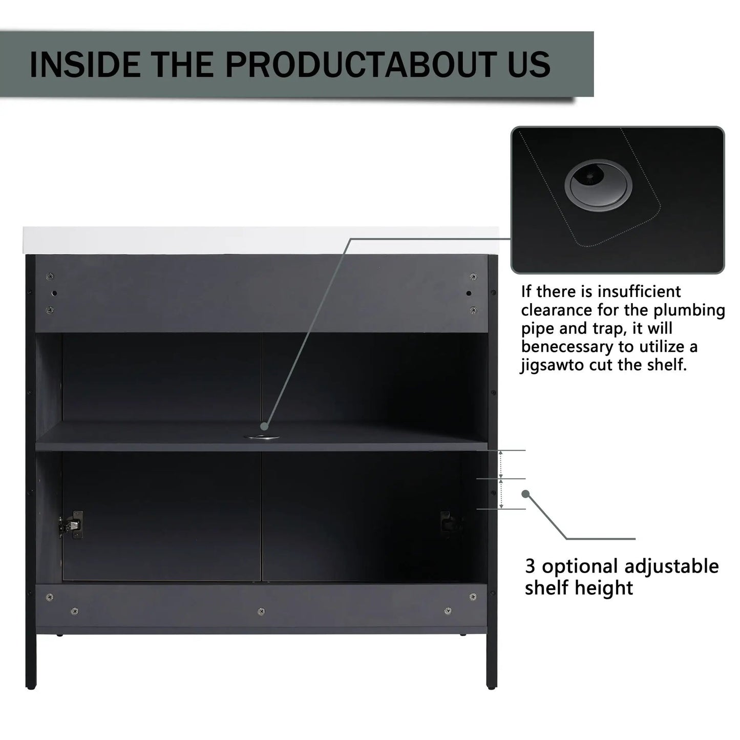 Modern Freestanding Vanity With Resin Sink