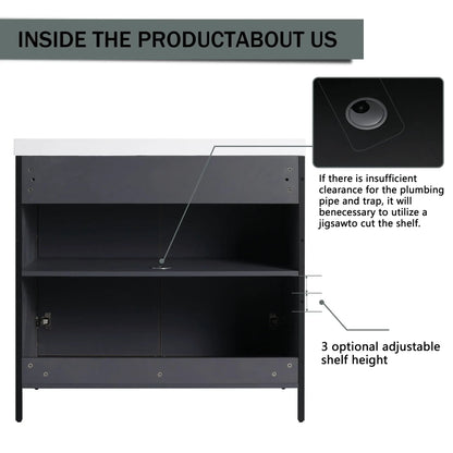 Modern Freestanding Vanity With Resin Sink