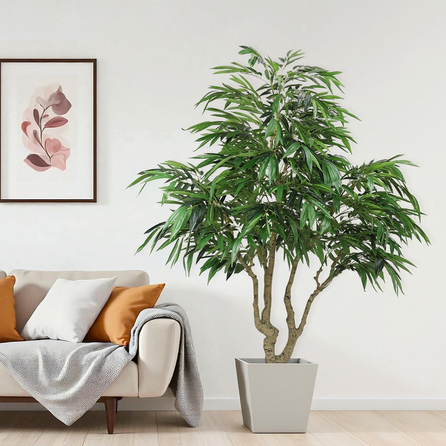 7FT artificial willow tree indoor faux greenery in a square grey planter HouseOfZazla on Tampa Home & Garden Store