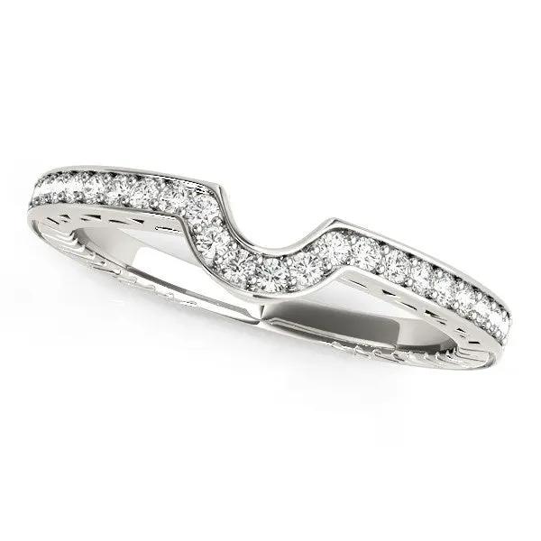 14k white gold curved wedding band with prong-set diamonds 1/8 cttw by Bids.com on Tampa Home & Garden Store