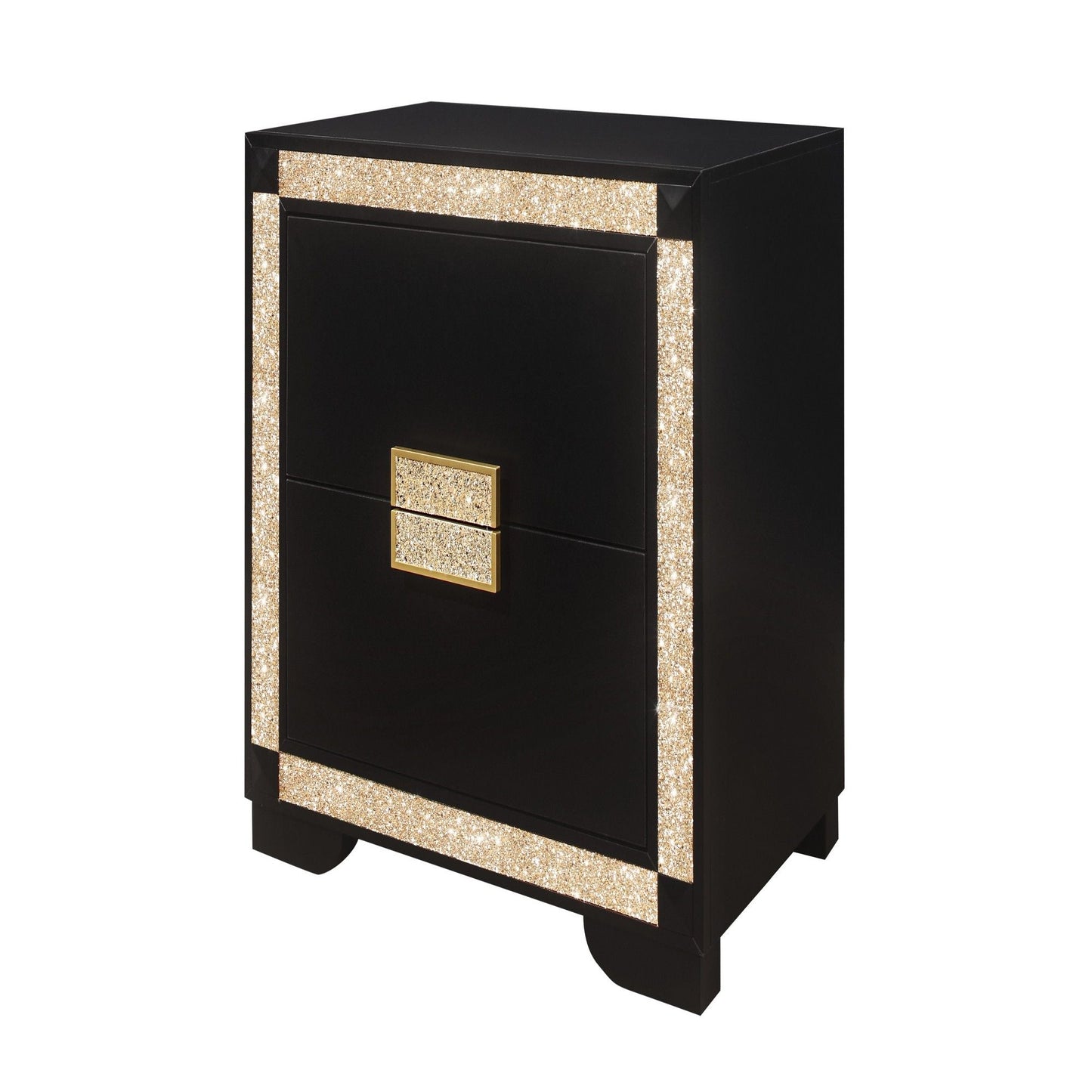 Black Nightstand with Glitter and Modern Design