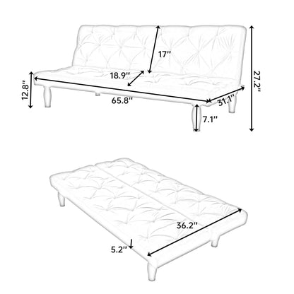 Sofa bed futon with adjustable backrest, tufted upholstery, wooden legs on Tampa Home & Garden Store