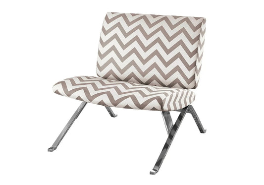 Accent Chair armless beige zigzag fabric with chrome X-frame legs by Unique Piece Furniture on Tampa Home & Garden Store