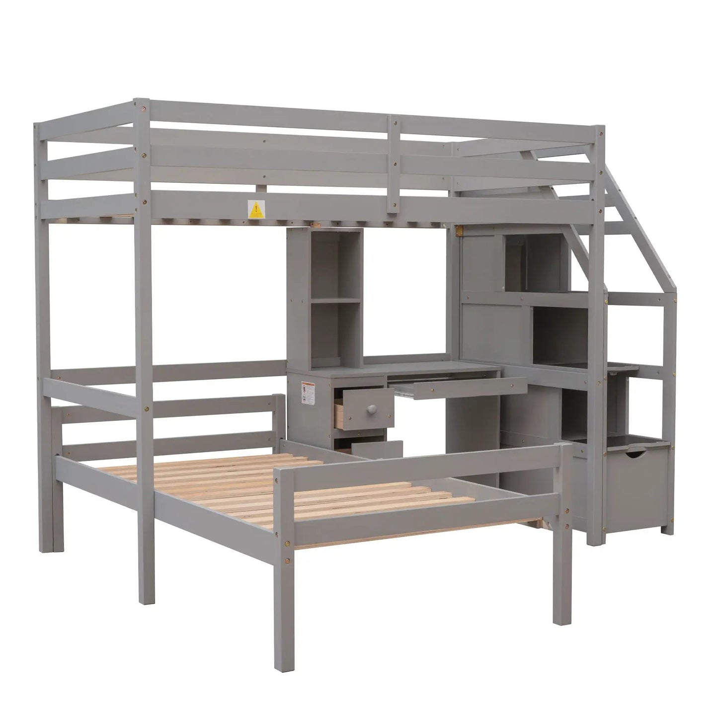 Loft Bed Standalone Bed with Storage Staircase
