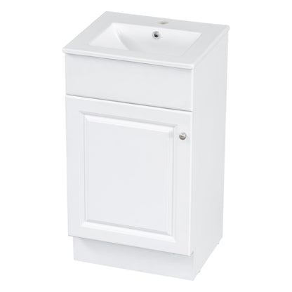 Bathroom vanity with sink white finish built-in basin adjustable shelf HouseOfZazla on Tampa Home & Garden Store