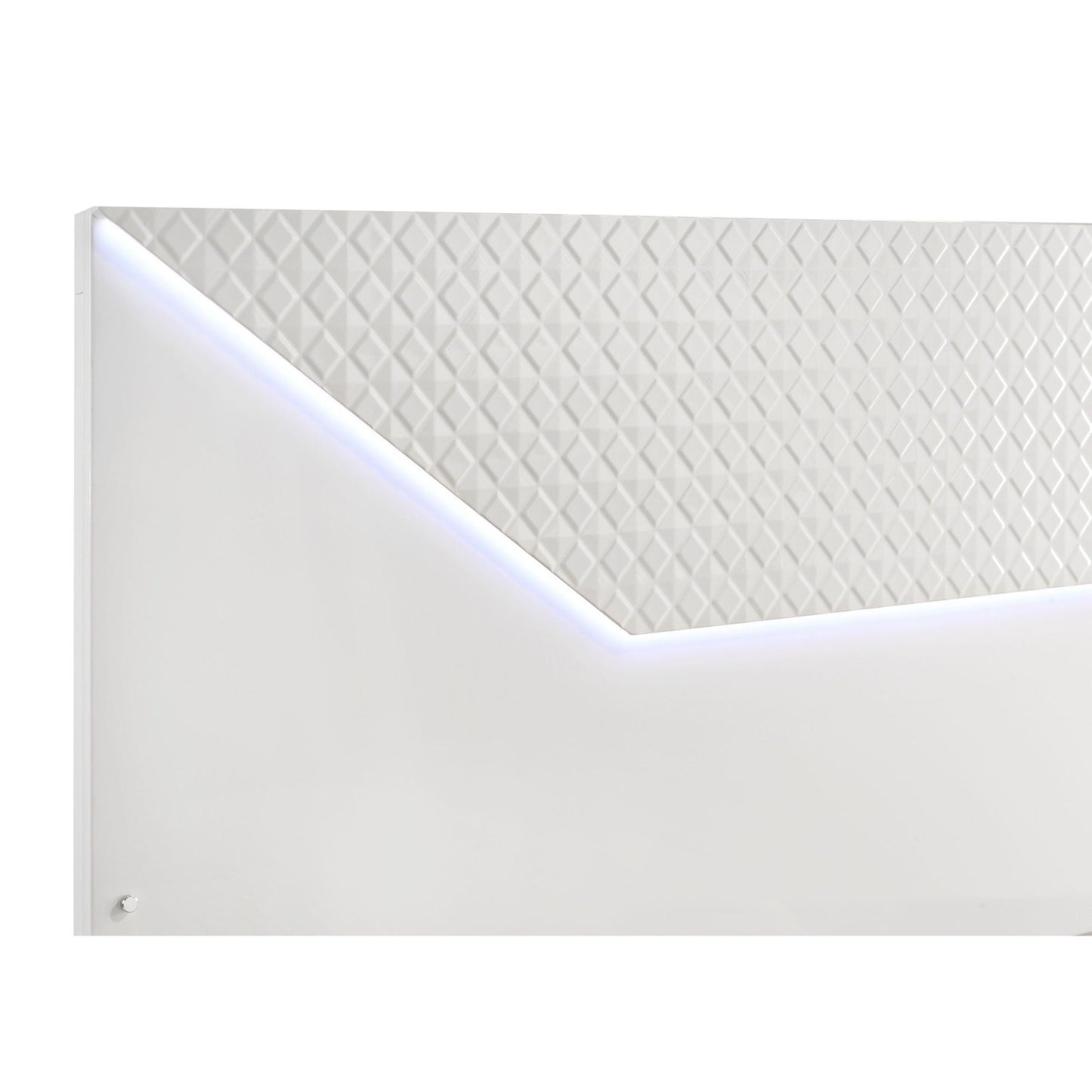 Pierce Panel Bed LED Headboard by HouseOfZazla, white quilted panel with LED edge lighting on Tampa Home & Garden Store