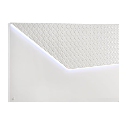 Pierce Panel Bed LED Headboard by HouseOfZazla, white quilted panel with LED edge lighting on Tampa Home & Garden Store
