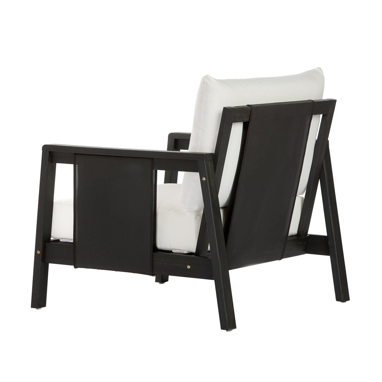 Outdoor Acacia Wood Club Chair And Gray Cushions