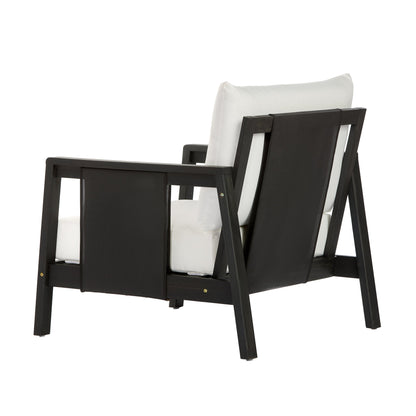 Outdoor Acacia Wood Club Chair And Gray Cushions