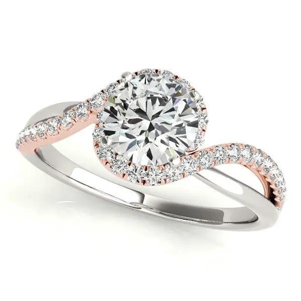 14k white and rose gold bypass diamond engagement ring, pave diamonds, 1 1/8 cttw, by Bids.com on Tampa Home & Garden Store