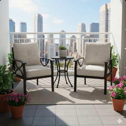 All-Weather Armchairs with Cushions, set of 2, beige cushions, HouseOfZazla outdoor chairs on Tampa Home & Garden Store