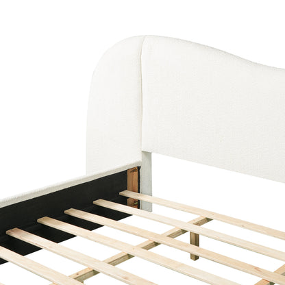 King Size Upholstered Bed with Boucle Headboard