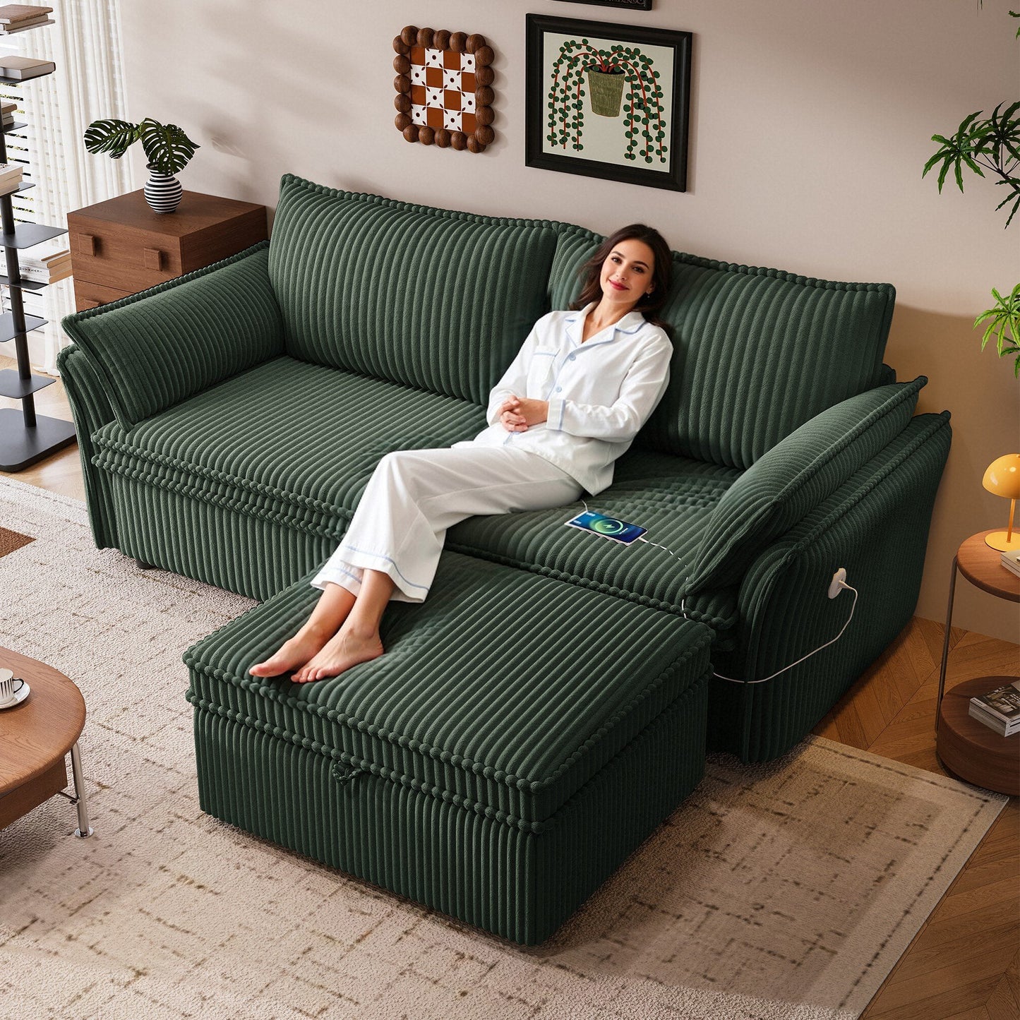 85 Inch Convertible Sofa Bed and a Plush Fleece