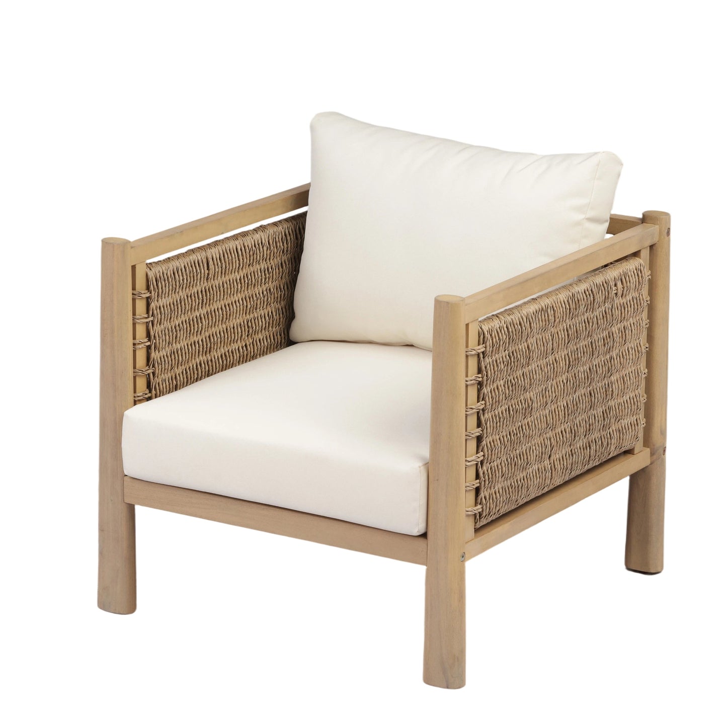 Sturdy Acacia Wood and Handwoven Patio Chair