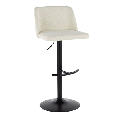 Toriano adjustable swivel barstool with beige linen upholstery and rounded T-footrest on Tampa Home & Garden Store