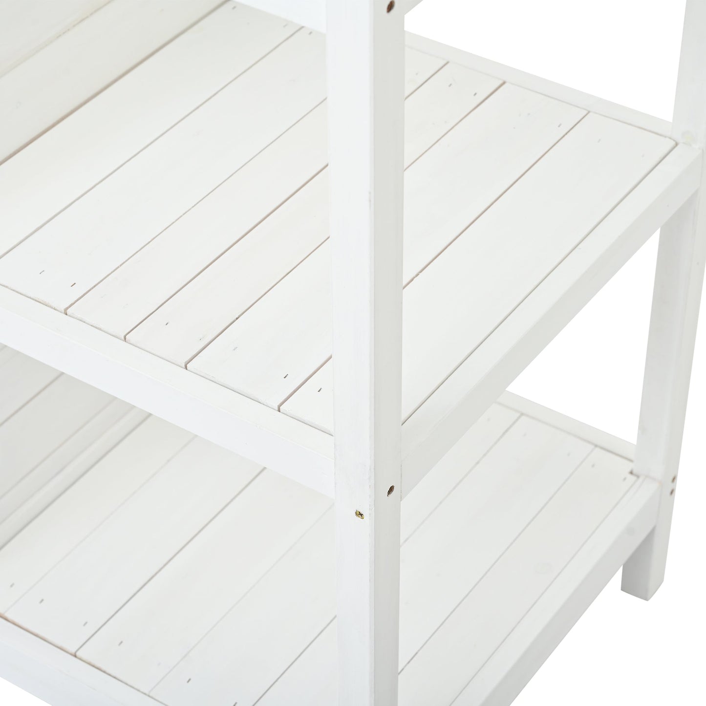 Topmax 66in outdoor farmhouse wooden potting bench table, white HouseOfZazla workstation on Tampa Home & Garden Store