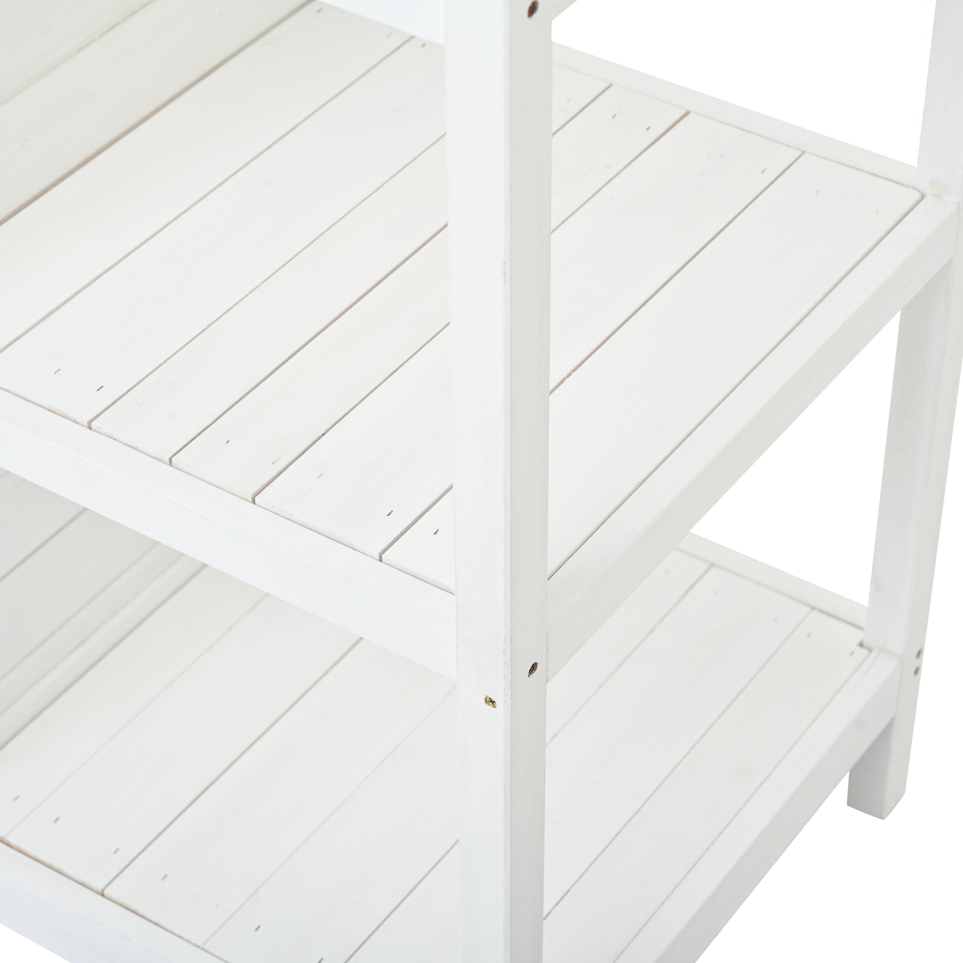 Topmax 66in outdoor farmhouse wooden potting bench table, white HouseOfZazla workstation on Tampa Home & Garden Store